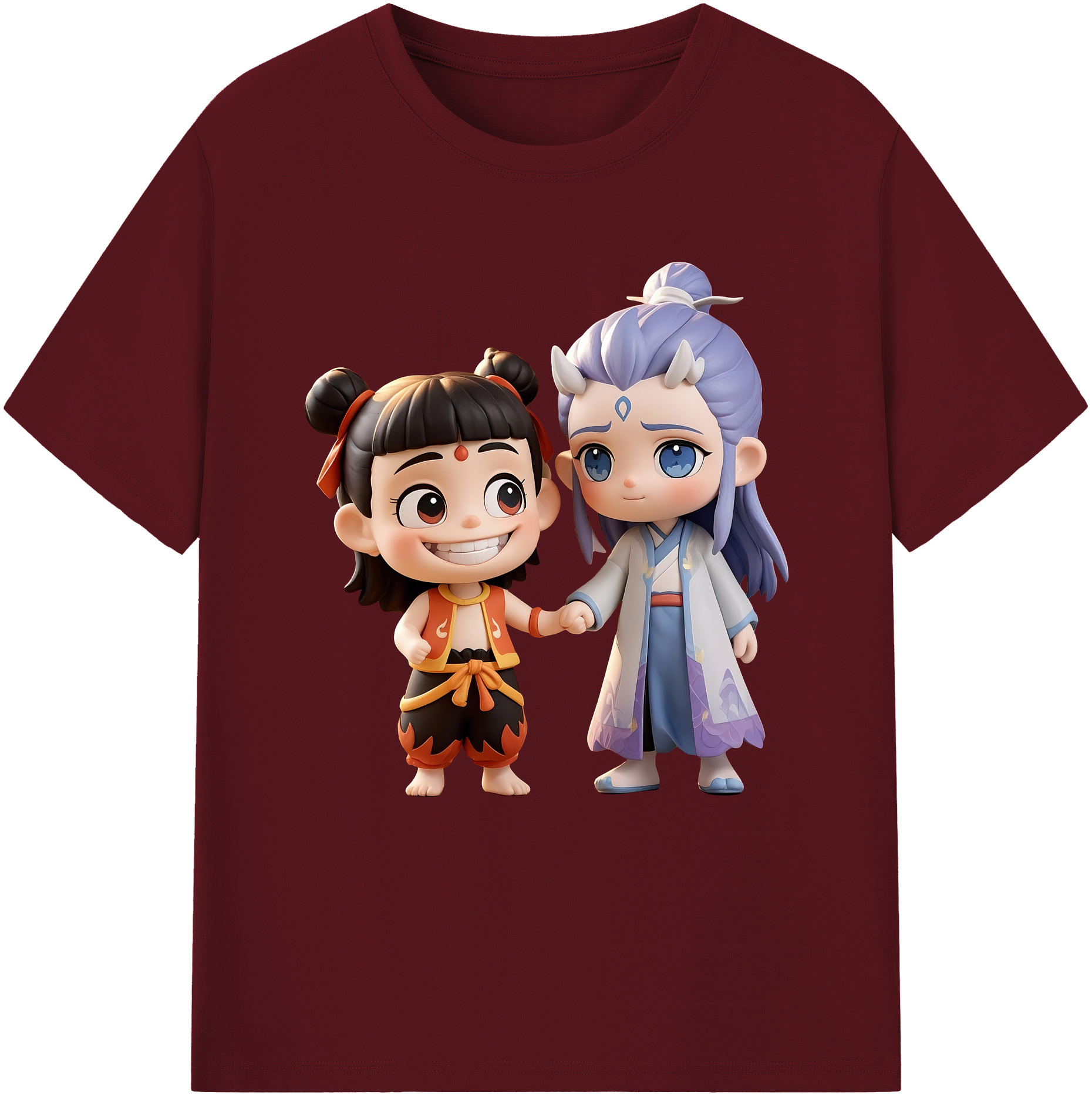 （画像用） Ne Zha 2 ナタ 魔童の大暴れ 綿100％半袖Tシャツ（フロントプリント）